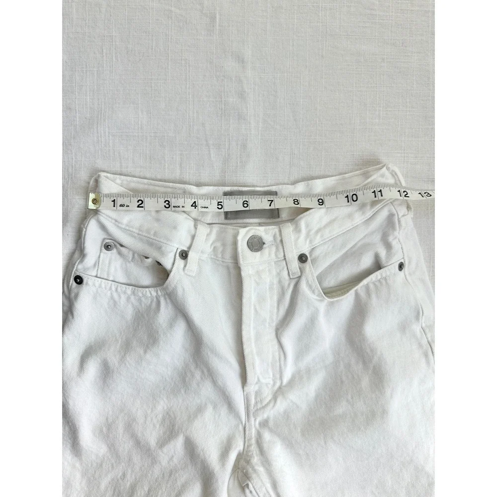 Everlane 90s Cheeky Long Denim Shorts Raw‎ Hem White Casual Summer Size 24